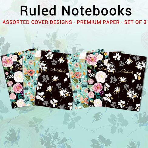 3 عبوات من دفاتر الملاحظات مقاس A5 - دفاتر يومية مبطنة، مقاس 8 بوصات × 5 بوصات، 180 صفحة/حزمة، ورق سميك 100 جرامًا للمتر المربع، دفاتر ملاحظات كلاسيكية مسطرة بالكلية للمكتب واللوازم المدرسية in Kuwait