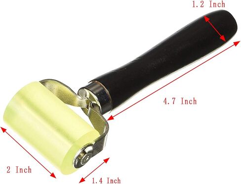 Car Sound Deadening Wheel Rubber Roller, 5cm x 3.5cm Wooden Handle Rolling Application Tool for Heat Abatement Mat Wallpaper Smoothing in Saudi Arabia