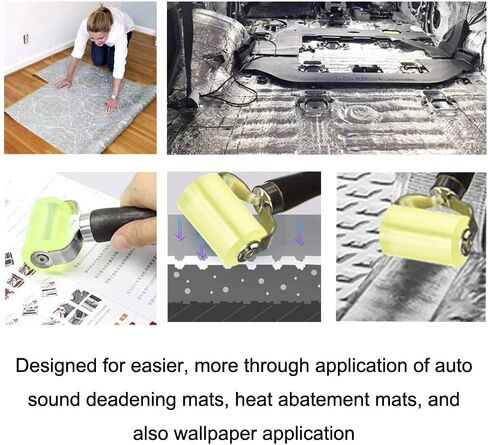 Car Sound Deadening Wheel Rubber Roller, 5cm x 3.5cm Wooden Handle Rolling Application Tool for Heat Abatement Mat Wallpaper Smoothing in Saudi Arabia