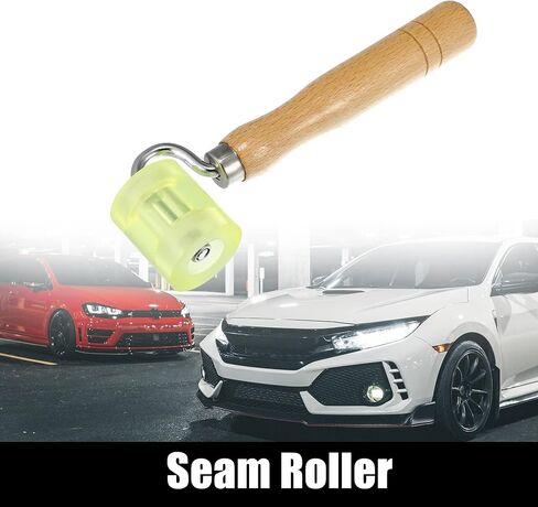 X AUTOHAUX بكرة التماس 5 سم خلفية صوت السيارة أداة دوارة لتطبيق الصوت لعجلة الضوضاء التلقائية بكرة ضغط يدوية من البولي يوريثان مقبض خشبي in Saudi Arabia