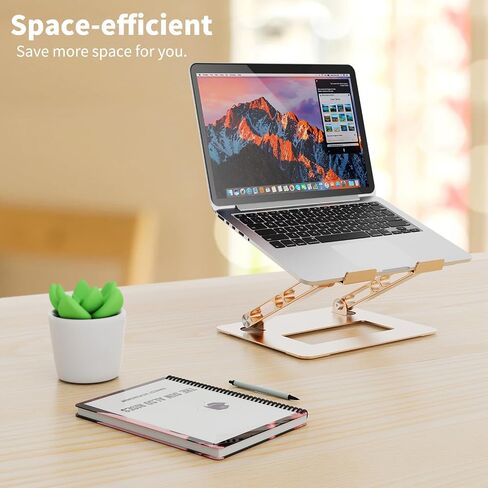 Adjustable Laptop Stand for Desk, Portable Laptop Riser, Aluminum Laptop Stand for Desk Foldable, Ergonomic Computer Notebook Stand Holder for MacBook Air Pro, Dell XPS, HP (10-17.3'') -Gold in Saudi Arabia