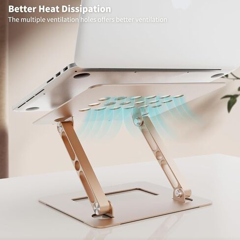 Adjustable Laptop Stand for Desk, Portable Laptop Riser, Aluminum Laptop Stand for Desk Foldable, Ergonomic Computer Notebook Stand Holder for MacBook Air Pro, Dell XPS, HP (10-17.3'') -Gold in Saudi Arabia