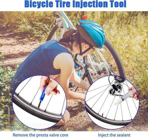 حاقن مانع التسرب للإطارات بدون أنابيب للستانز، لا توجد أنابيب مانعة للتسرب للإطارات، متضمنة مادة مانعة للتسرب للإطارات البرتقالية، بالإضافة إلى مزيل صمام أساسي in Kuwait