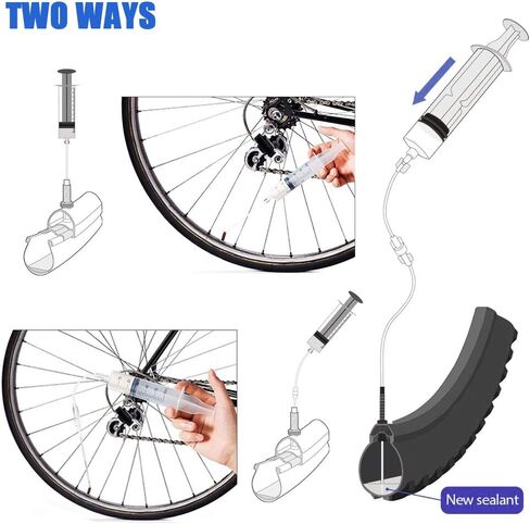 حاقن مانع التسرب للإطارات بدون أنابيب للستانز، لا توجد أنابيب مانعة للتسرب للإطارات، متضمنة مادة مانعة للتسرب للإطارات البرتقالية، بالإضافة إلى مزيل صمام أساسي in Kuwait