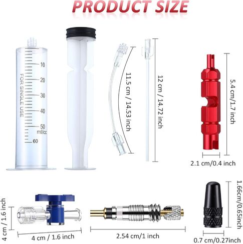 13 Pieces Cycling Syringe Kit, Tubeless Tire Sealant Syringe with Switch, Bicycle Presta Valve Core Removal Tool, 5 Presta Valve Core and 5 Presta Valve Cap Fit for Stans No Tubes Sealant and More in Saudi Arabia