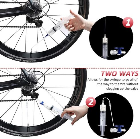 13 Pieces Cycling Syringe Kit, Tubeless Tire Sealant Syringe with Switch, Bicycle Presta Valve Core Removal Tool, 5 Presta Valve Core and 5 Presta Valve Cap Fit for Stans No Tubes Sealant and More in Saudi Arabia