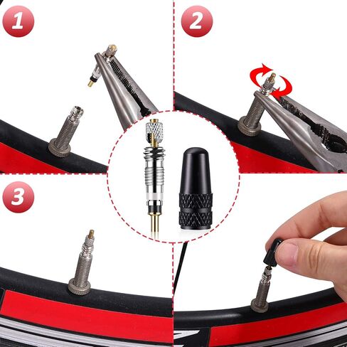 13 Pieces Cycling Syringe Kit, Tubeless Tire Sealant Syringe with Switch, Bicycle Presta Valve Core Removal Tool, 5 Presta Valve Core and 5 Presta Valve Cap Fit for Stans No Tubes Sealant and More in Saudi Arabia