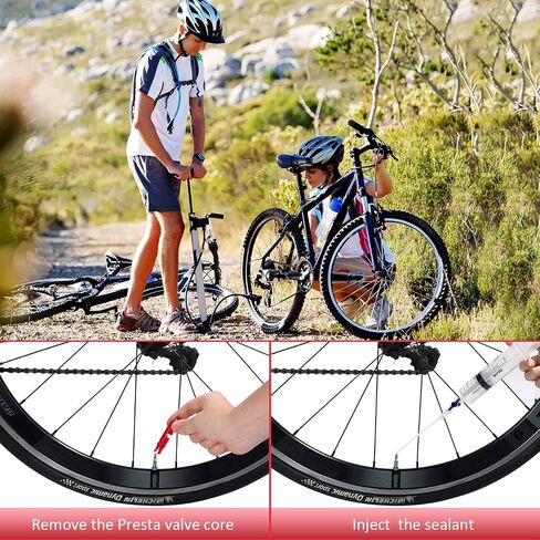 13 Pieces Cycling Syringe Kit, Tubeless Tire Sealant Syringe with Switch, Bicycle Presta Valve Core Removal Tool, 5 Presta Valve Core and 5 Presta Valve Cap Fit for Stans No Tubes Sealant and More in Saudi Arabia