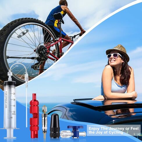 13 Pieces Cycling Syringe Kit, Tubeless Tire Sealant Syringe with Switch, Bicycle Presta Valve Core Removal Tool, 5 Presta Valve Core and 5 Presta Valve Cap Fit for Stans No Tubes Sealant and More in Saudi Arabia