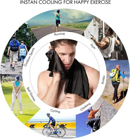 Your Choice Cooling Towels for Neck and Face (12''x40'') - Workout, Gym, Fitness, Golf, Yoga, Camping, Sports Towel for Sweat Instant Cooling Towels for Neck 4 Pack - Blue/Gray/Purple/Black in Kuwait