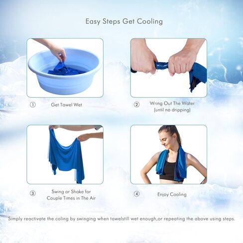 Your Choice Cooling Towels for Neck and Face (12''x40'') - Workout, Gym, Fitness, Golf, Yoga, Camping, Sports Towel for Sweat Instant Cooling Towels for Neck 4 Pack - Blue/Gray/Purple/Black in Kuwait