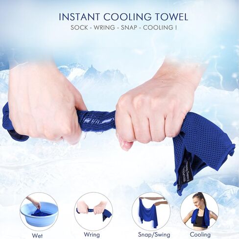 Your Choice Cooling Towels for Neck and Face (12''x40'') - Workout, Gym, Fitness, Golf, Yoga, Camping, Sports Towel for Sweat Instant Cooling Towels for Neck 4 Pack - Blue/Gray/Purple/Black in Kuwait