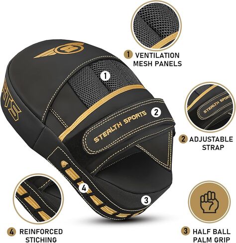 وسادات الملاكمة - وسادات اللكم المنحنية المتينة - قفازات التركيز جيدة التهوية للتدريب - وسادات التركيز لفنون القتال المختلطة كيك بوكسينغ، الملاكمة التايلاندية، الكاراتيه، فنون الدفاع عن النفس، وسادات الضرب والخطاف in Kuwait