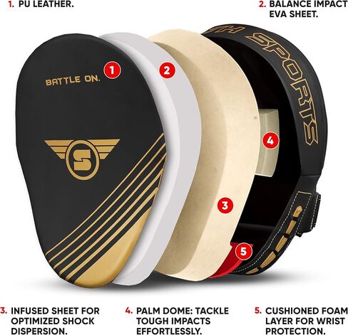 وسادات الملاكمة - وسادات اللكم المنحنية المتينة - قفازات التركيز جيدة التهوية للتدريب - وسادات التركيز لفنون القتال المختلطة كيك بوكسينغ، الملاكمة التايلاندية، الكاراتيه، فنون الدفاع عن النفس، وسادات الضرب والخطاف in Kuwait