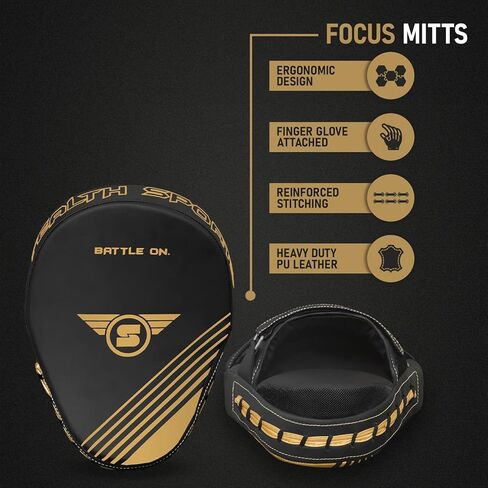 وسادات الملاكمة - وسادات اللكم المنحنية المتينة - قفازات التركيز جيدة التهوية للتدريب - وسادات التركيز لفنون القتال المختلطة كيك بوكسينغ، الملاكمة التايلاندية، الكاراتيه، فنون الدفاع عن النفس، وسادات الضرب والخطاف in Kuwait