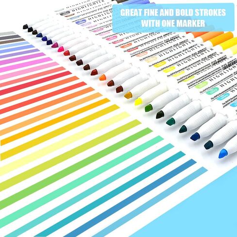YOOUSOO 25 Pack Pastel Highlighters Assorted Colours, Bible Highlighters Big Pack Marker Pens Set, Chisel Tip Rainbow Highlighters No Bleed Fluorescent Pens for Student Office in Saudi Arabia