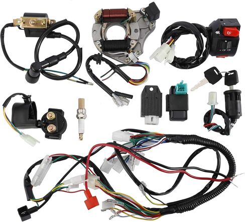 Complete Electrics Wiring Harness Kit, Stator Coil CDI Wiring Loom Kit for 4 Stroke ATV 50cc 70cc 110cc 125cc Pack of 9 in Kuwait