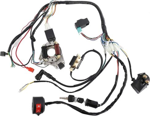 Complete Electrics Wiring Harness Kit, Stator Coil CDI Wiring Loom Kit for 4 Stroke ATV 50cc 70cc 110cc 125cc Pack of 9 in Kuwait