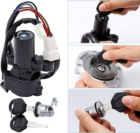 Motorcycle Ignition Switch Fuel Gas Tank Cap Seat Lock with Key Set Fit for Yamaha YZF R1 R6 FZ6 in Saudi Arabia