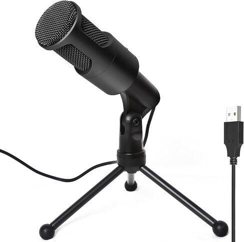 PC USB Microphone, Podcast Condenser Mic with Foldable Tripod Mute Switch for Streaming, Gaming, Podcasting, Recording, Chatting, Twitch, YouTube, on Computer, Laptop, PS4/5 Plug & Play in Saudi Arabia