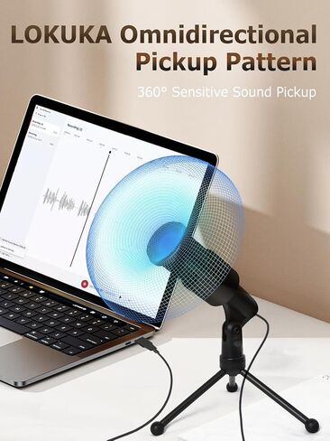PC USB Microphone, Podcast Condenser Mic with Foldable Tripod Mute Switch for Streaming, Gaming, Podcasting, Recording, Chatting, Twitch, YouTube, on Computer, Laptop, PS4/5 Plug & Play in Saudi Arabia