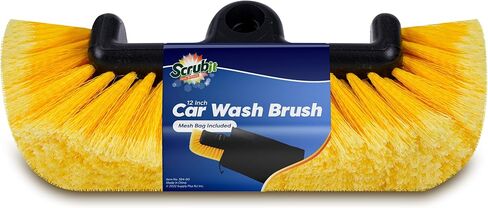 SCRUBIT 12" Car Wash Brush with Soft Bristles for Car Truck Boat Deck & House Cleaning, Exterior Washing Brush Connects with Pole & Hose Storage Bag Included (Blue) in Kuwait