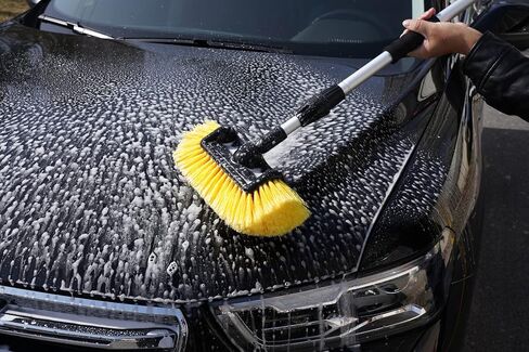 SCRUBIT 12" Car Wash Brush with Soft Bristles for Car Truck Boat Deck & House Cleaning, Exterior Washing Brush Connects with Pole & Hose Storage Bag Included (Blue) in Kuwait