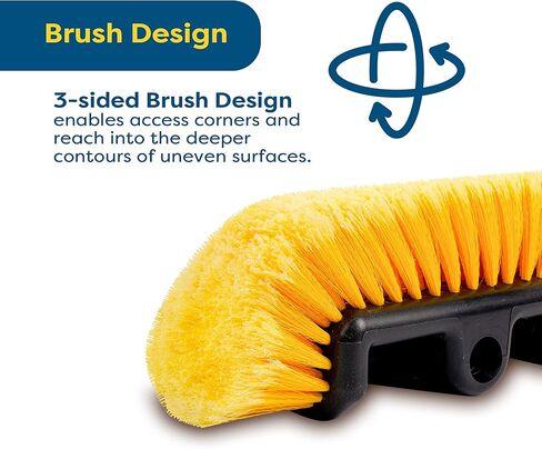SCRUBIT 12" Car Wash Brush with Soft Bristles for Car Truck Boat Deck & House Cleaning, Exterior Washing Brush Connects with Pole & Hose Storage Bag Included (Blue) in Kuwait
