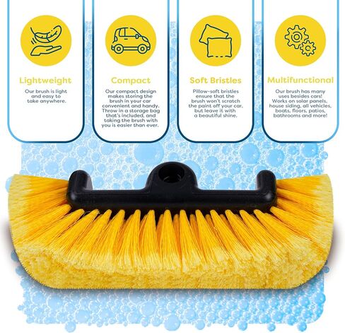 SCRUBIT 12" Car Wash Brush with Soft Bristles for Car Truck Boat Deck & House Cleaning, Exterior Washing Brush Connects with Pole & Hose Storage Bag Included (Blue) in Kuwait
