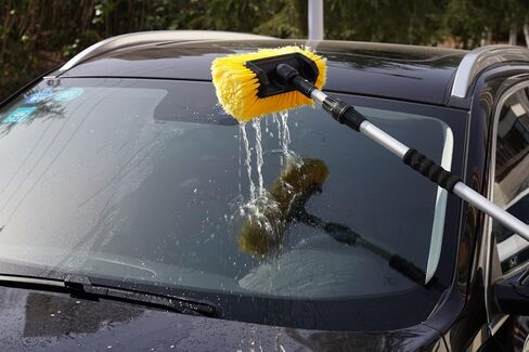 SCRUBIT 12" Car Wash Brush with Soft Bristles for Car Truck Boat Deck & House Cleaning, Exterior Washing Brush Connects with Pole & Hose Storage Bag Included (Blue) in Kuwait