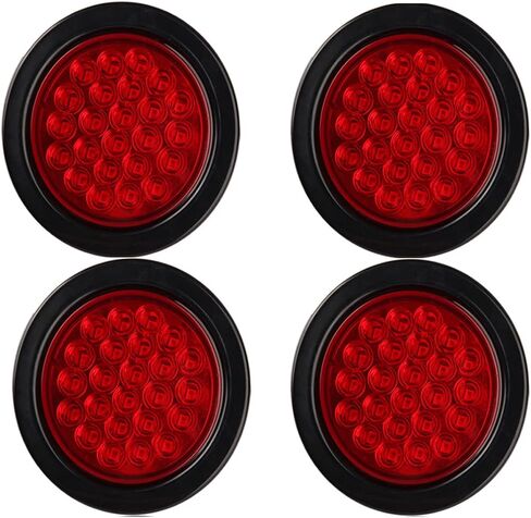 4 قطع 4 بوصة مصابيح LED مستديرة للمقطورة الخلفية باللون الأحمر 24 LED مقاومة للماء 4 بوصة توقف الفرامل بدوره الذيل ماركر أضواء مقطورة محكمة الغلق للشاحنة مقطورة RV قارب Jeep UTE UTV 12V جروميت والمكونات متضمنة in Kuwait