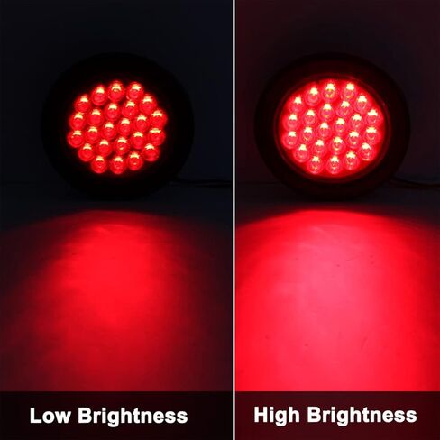 4 قطع 4 بوصة مصابيح LED مستديرة للمقطورة الخلفية باللون الأحمر 24 LED مقاومة للماء 4 بوصة توقف الفرامل بدوره الذيل ماركر أضواء مقطورة محكمة الغلق للشاحنة مقطورة RV قارب Jeep UTE UTV 12V جروميت والمكونات متضمنة in Kuwait