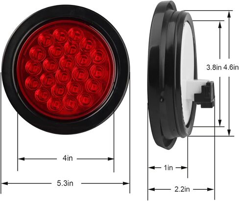 4 قطع 4 بوصة مصابيح LED مستديرة للمقطورة الخلفية باللون الأحمر 24 LED مقاومة للماء 4 بوصة توقف الفرامل بدوره الذيل ماركر أضواء مقطورة محكمة الغلق للشاحنة مقطورة RV قارب Jeep UTE UTV 12V جروميت والمكونات متضمنة in Kuwait