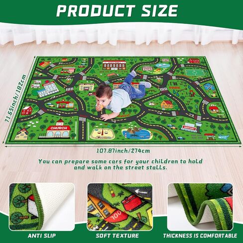 Kids Carpet Playmat Rug Large 6 x 9 Ft Player Car Rug, City Life Traffic Road Map Mat Educational Game Area Rug for Toddler Children Playroom Classroom Bedroom in Saudi Arabia