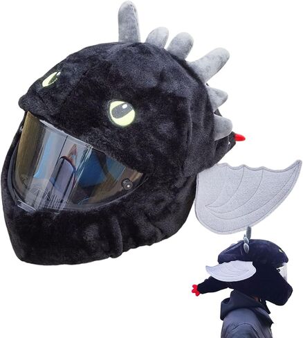 Full Face Motorcycle Helmet Cover Easy to Install Dust Cap Motorcycle Helmet Fun Rides, Cartoon Fluffy Plush Set for Motorcycle Christmas Hats in Saudi Arabia
