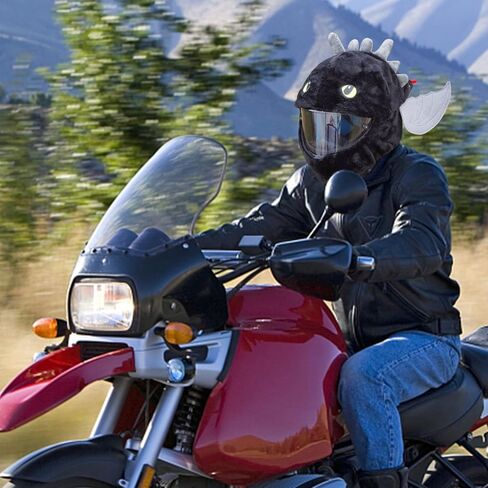 Full Face Motorcycle Helmet Cover Easy to Install Dust Cap Motorcycle Helmet Fun Rides, Cartoon Fluffy Plush Set for Motorcycle Christmas Hats in Saudi Arabia