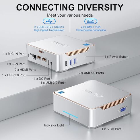 KAMRUI GK3PLUS Mini PC 16GB DDR4 1TB SSD, 12th Gen Intel Alder Lake-N95(up to 3.40GHz) Mini Desktop Computer, Support 2xHMDI+VGA 4K Triple Display for School/Home/Office PC in Saudi Arabia