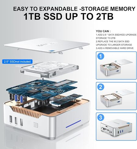 KAMRUI GK3PLUS Mini PC 16GB DDR4 1TB SSD, 12th Gen Intel Alder Lake-N95(up to 3.40GHz) Mini Desktop Computer, Support 2xHMDI+VGA 4K Triple Display for School/Home/Office PC in Saudi Arabia