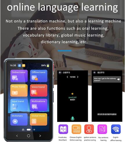جهاز مترجم لغة فوري ثنائي الاتجاه، مترجم لغة غير متصل بالإنترنت، 2023 مترجم لغة فوري في 135 لغة مختلفة، جهاز ترجمة في الوقت الفعلي مع ترجمة دون اتصال عبر الإنترنت، منفذ in Kuwait