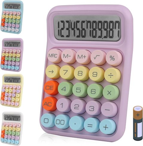 Colorful Electronic Calculator,12 Digit Large LCD Display and Big Round Buttons Candy-Colored Desktop Calculator for Office,School,Home,Business(US-COCA-Blue) in Saudi Arabia