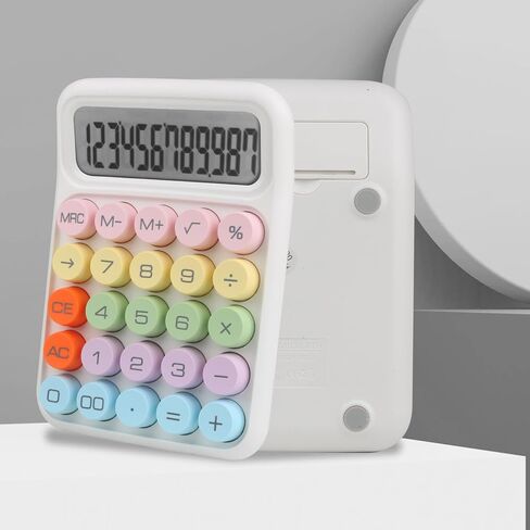 آلة حاسبة إلكترونية ملونة، شاشة LCD كبيرة الحجم مكونة من 12 رقمًا وأزرار دائرية كبيرة، آلة حاسبة مكتبية بلون الحلوى للمكتب والمدرسة والمنزل والأعمال (US-COCA-Purple) in Kuwait