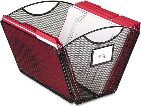 Safco Products Onyx Mesh Letter-Size Desktop Tub File 2162BL, Black Powder Coat Finish, Durable Steel Mesh Construction, Collapsible For Compact Storage, Integrated Handles in Saudi Arabia