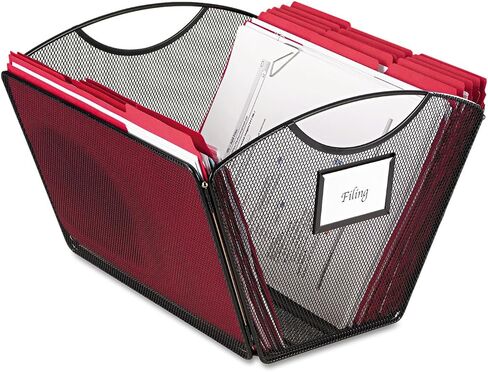 Safco Products Onyx Mesh Letter-Size Desktop Tub File 2162BL, Black Powder Coat Finish, Durable Steel Mesh Construction, Collapsible For Compact Storage, Integrated Handles in Saudi Arabia