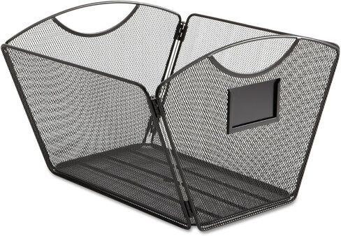 Safco Products Onyx Mesh Letter-Size Desktop Tub File 2162BL, Black Powder Coat Finish, Durable Steel Mesh Construction, Collapsible For Compact Storage, Integrated Handles in Saudi Arabia