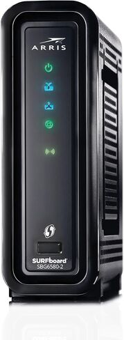 ARRIS Surfboard SBG6580-2 8x4 DOCSIS 3.0 كابل مودم / Wi-Fi N600 (N300 2.4 جيجا هرتز + N300 5 جيجا هرتز) جهاز توجيه ثنائي النطاق - عبوة البيع بالتجزئة باللون الأسود (570763-034-00) in Kuwait