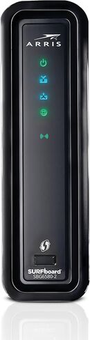 ARRIS Surfboard SBG6580-2 8x4 DOCSIS 3.0 كابل مودم / Wi-Fi N600 (N300 2.4 جيجا هرتز + N300 5 جيجا هرتز) جهاز توجيه ثنائي النطاق - عبوة البيع بالتجزئة باللون الأسود (570763-034-00) in Kuwait
