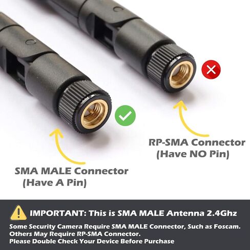هوائي واي فاي 9dBi مع موصل SMA ذكر (SMA-Plug) متوافق مع كاميرا Foscam Anran Haloview IP وهوائي كاميرا أمان لاسلكية أخرى - جهاز شبكة لاسلكي 2.4 جيجا هرتز (SMA-Plug 2Pack) in Kuwait
