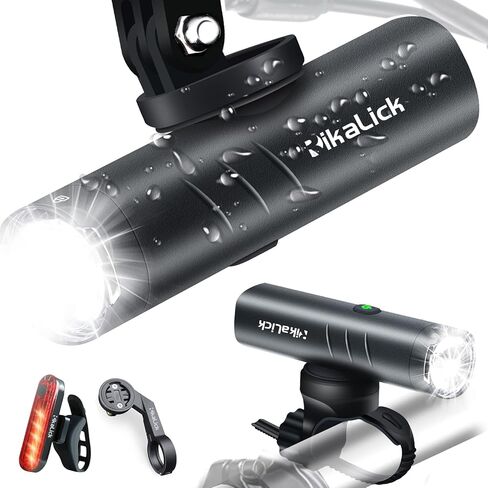 Bike Lights 1200 Lumen Bike Lights for Night Riding,Side warning lights with 180-degree visibility，With 5 Modes of Bike Lights,TypeC Bike Headlight Rechargeable,Free Taillights,Brackets in Kuwait