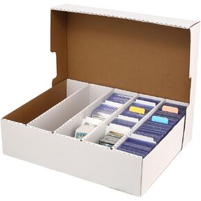 Monster Card Box, 5 Track, Baseball Card Storage Box, Holds 3200 Cards, Cardboard Storage Boxes with Dividers, for TCG/Magic/Mtg/Sports Cards (Large, Rectangular-4Pack)