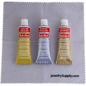 Rub-N-Buff 3 Color Assortment with Premium Buffing Cloth (Silver Leaf, Antique Gold, Gold Leaf)